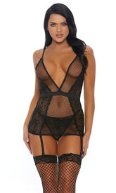 Black Fishnet Intimate Chemise Areous